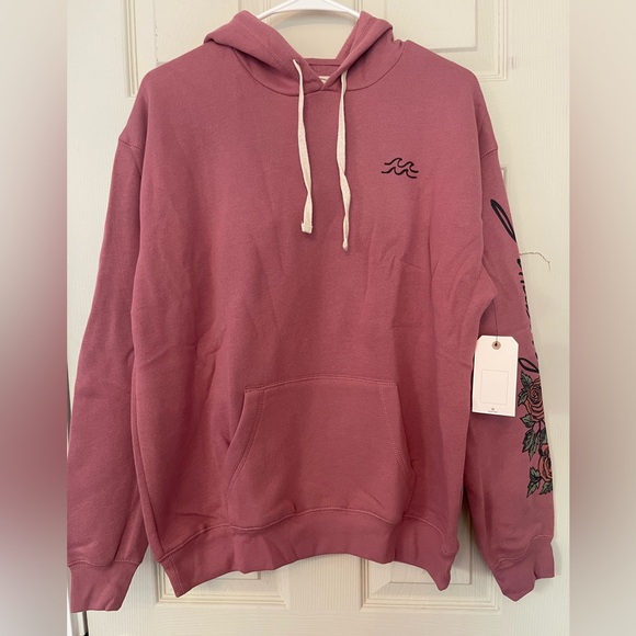 Billabong Jackets & Blazers - NWT Billabong Pink Hoodie with Floral Sleeve